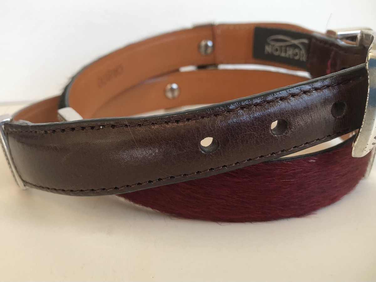 Brighton Haircalf Leather Belt Multicolor Brown Red Black Silver Buckle Size 30 Brighton Belt Women main image 3