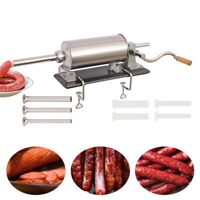 #ad 4L Meat Sausage Stuffer Set Maker Commercial Home Filler Horizontal Stuffing Kit $46.45