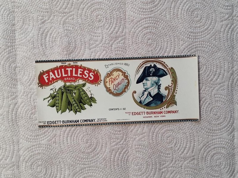 1 Faultless Pea Edgett-Burnham Company Vintage Can Label