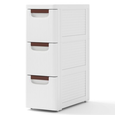 3Drawer Small Space Rolling Organizer Unit Narrow Storage Cabinet Built-In Wheel