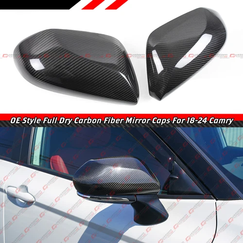 FOR 2018-2024 TOYOTA CAMRY LE SE XLE XSE REAL CARBON FIBER SIDE MIRROR COVER CAP