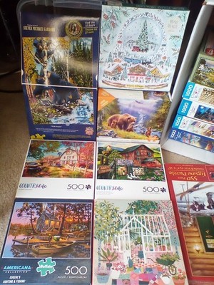 Lot of 7 Buffalo Games Eurographics Country Life Variety Bears 500 piece puzzle