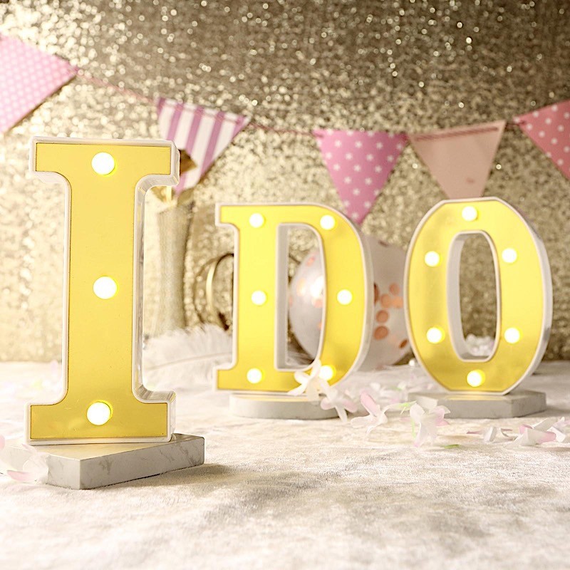 6" tall GOLD W LED Lighted Marquee Letters Sign Party Wedding Events Decorations