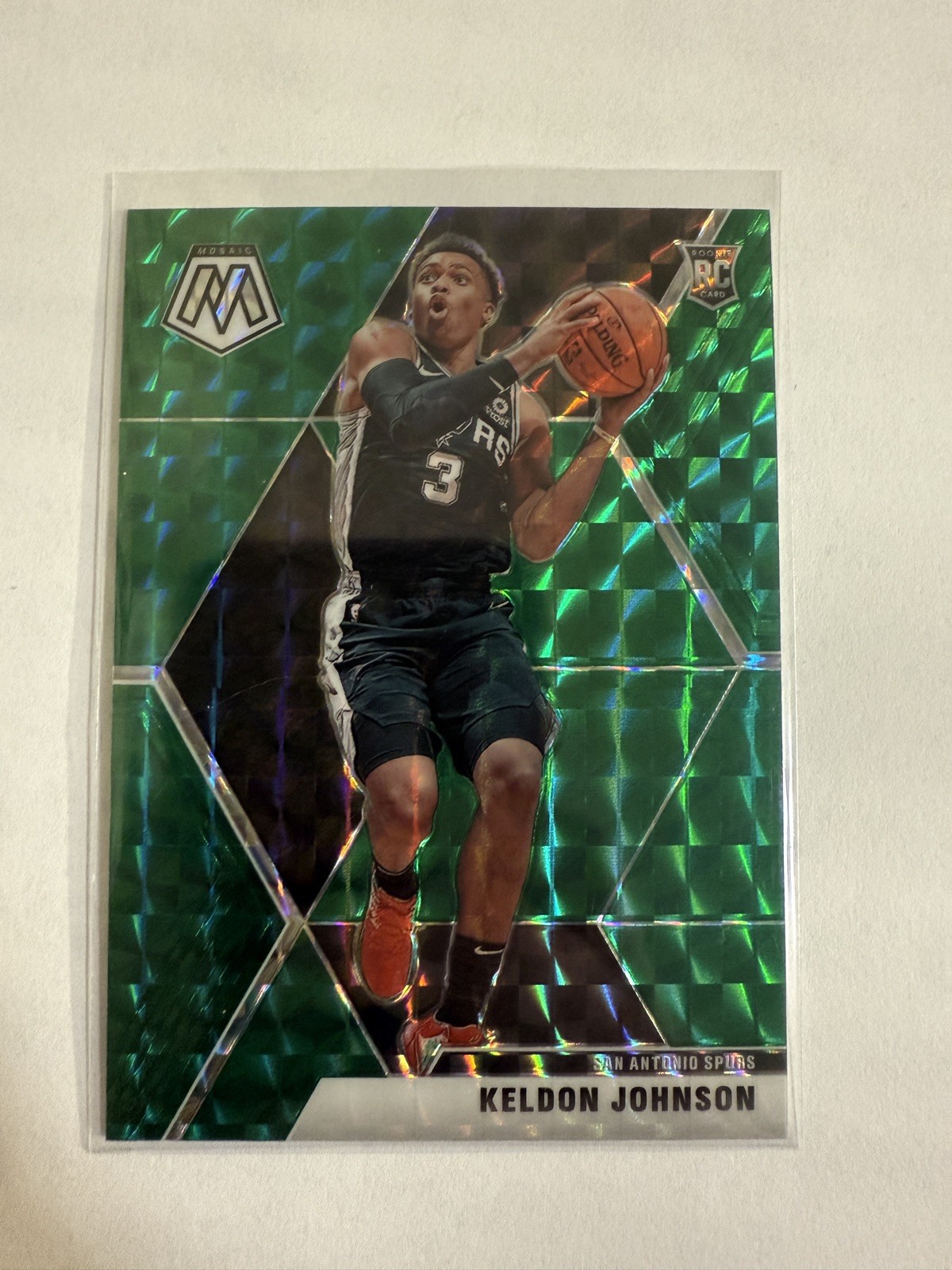 2019-20 Panini Mosaic Keldon Johnson Green Mosaic Rookie #238 San Antonio Spurs
