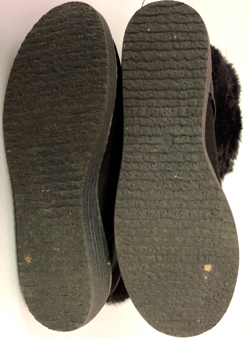 F&F Ankle Boots UK4 Black Faux Fur Trim Flat Heel Pull On  Pre-owned image 3