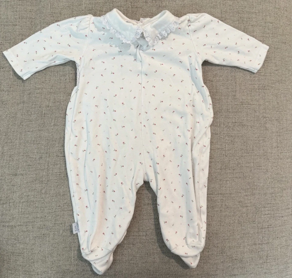 Jersey Bebé Niña Vintage Primeros Momentos 6-9M Blanco Floral Pies Calados Foto 3 de 4