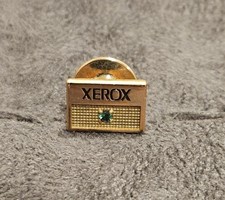 VTG Xerox Employee Service Award Lapel Pin 1/10 10k Gold w/ Emerald Screw Back