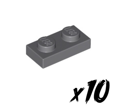 10x LEGO 3023   Platte 1x2 Platte plate   dunkelgrau   dark bluish gray