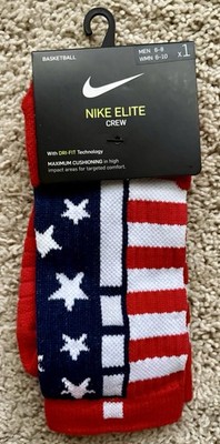Nike USA Elite Basketball DRI-Fit Crew Socks (M) CJ9897-657 Men 6-8 Women 6-10