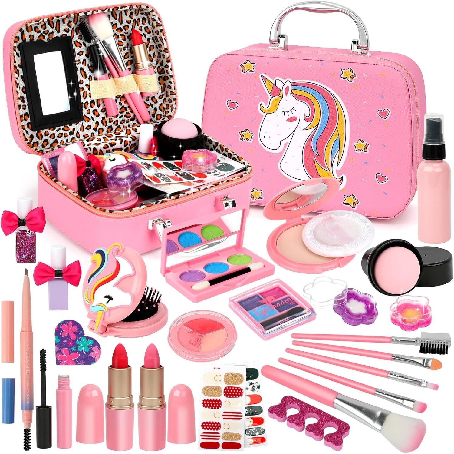 Kids Makeup Kit for Girl, Washable Make Up Set Girl Toys, Re