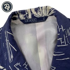 1980's 38 S Polo Ralph Lauren " Sail Boats  Palms " Blue Cotton Blazer Made USA