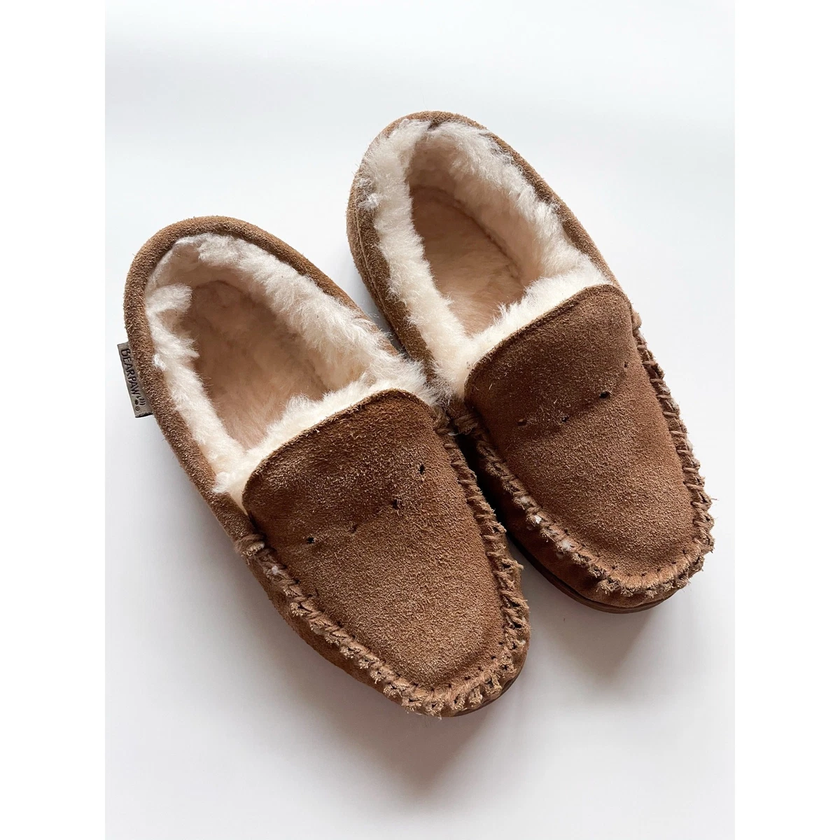 Bearpaw Shearling Moccasin Slippers Brown Suede Cozy Slip On Size 13 Bearpaw Damian Men main image 3