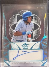 2024 Leaf Trinity CLEAR Blue Holo FOIL AUTO JEFFERSON ROJAS #d 36/49 Cubs RC SSP