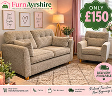 Grey Fabric Upholstered 2 Seater Sofa & Armchair Set for Living Room