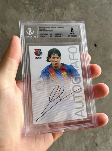 2004-05 PANINI BARCA CAMPEON SPANISH #89 LIONEL MESSI ROOKIE RC BGS 8