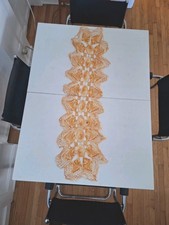 Vintage Hand Crochet Orange Table Runner MCM