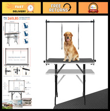 Height Adjustable 45" Foldable Pet Dog Grooming Table, Heavy Duty Iron Frame, 26