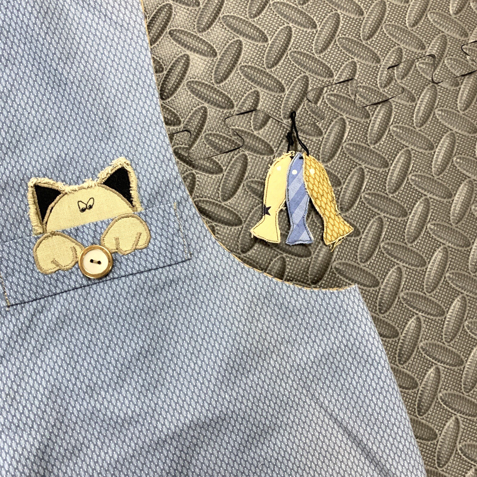 VTG Patchwork Cat-Lover VEST Lined Whimsical Fish… - image 6