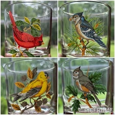 (8) Vintage West Virginia Glass American Songbird 8oz Double Old Fashioned