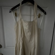 A New Day Ivory Solid Square Neck Smocked Strappy Sleeveless Maxi Dress M