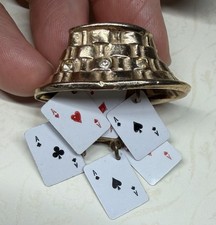 Vintage Las Vegas Casino Pin Badge Four Aces Playing Cards Collectible Souvenir