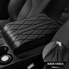Black Pu Leather Car Armrest Mat Center Console Protector Cushion Box Cover Pad