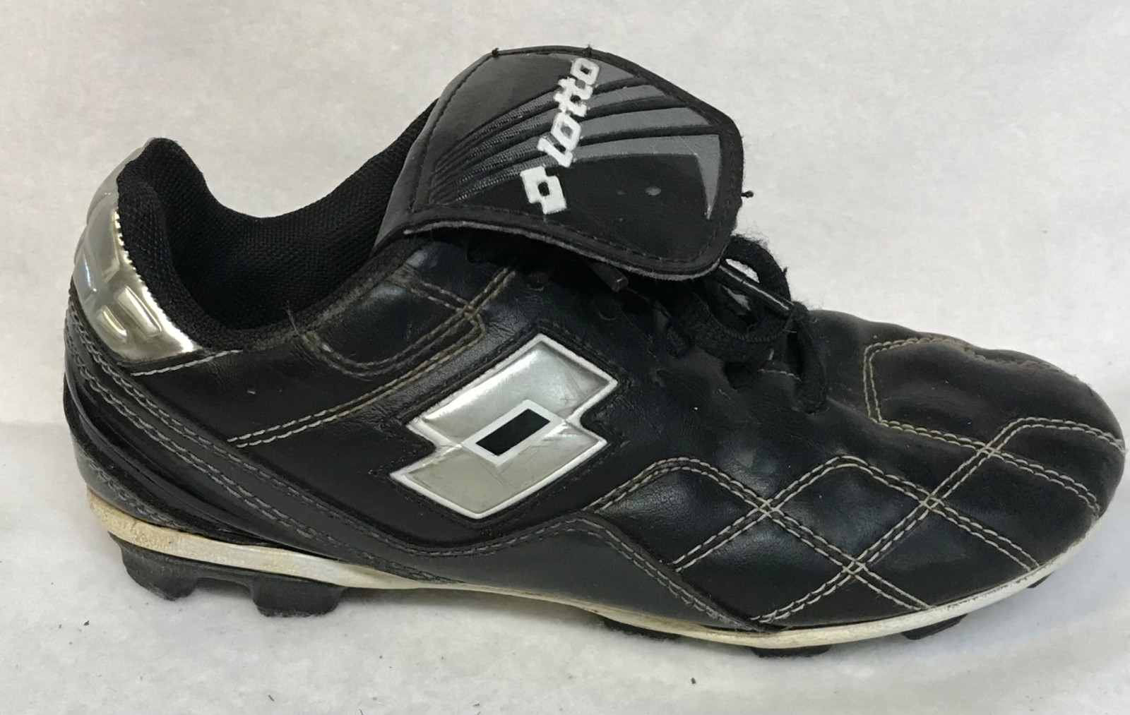 Lotto tacchetti calcio bambini neri e argento stile #088 03 0201 giovani taglia 2