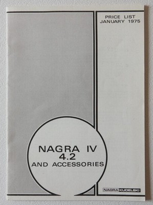Nagra IV 4.2 Price List Jan 1975. #2