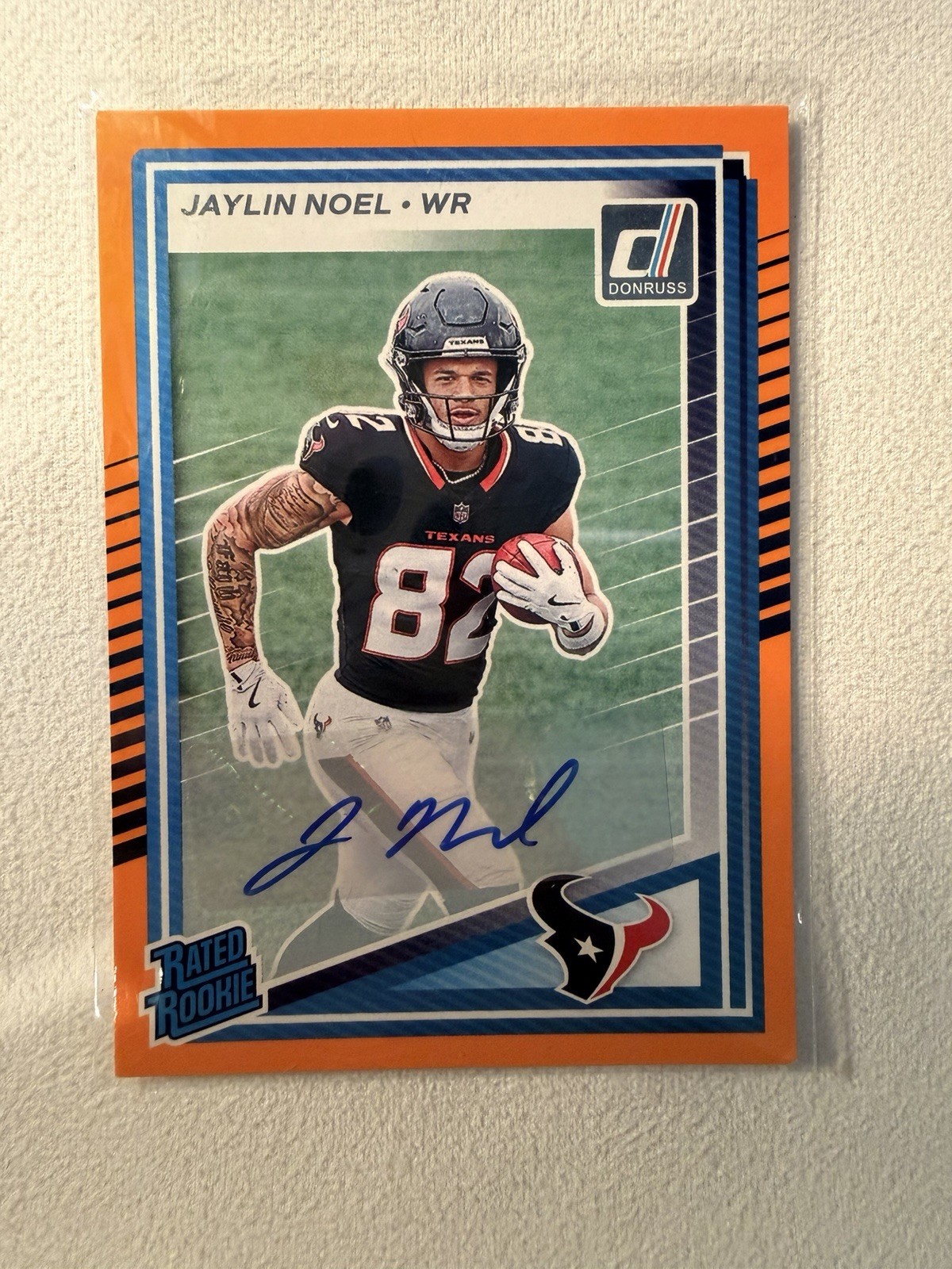 Panini 2025 Donruss Jaylin Noel Texans Rated Rookie Orange Auto #324