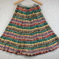 Vintage broomstick maxi skirt L colorful pull on boho festival Western rodeo