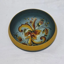 VINTAGE 1980 ANNE GRETE IVARRUD NORWEGIAN FOLK ART ROSEMALING WOODEN BOWL