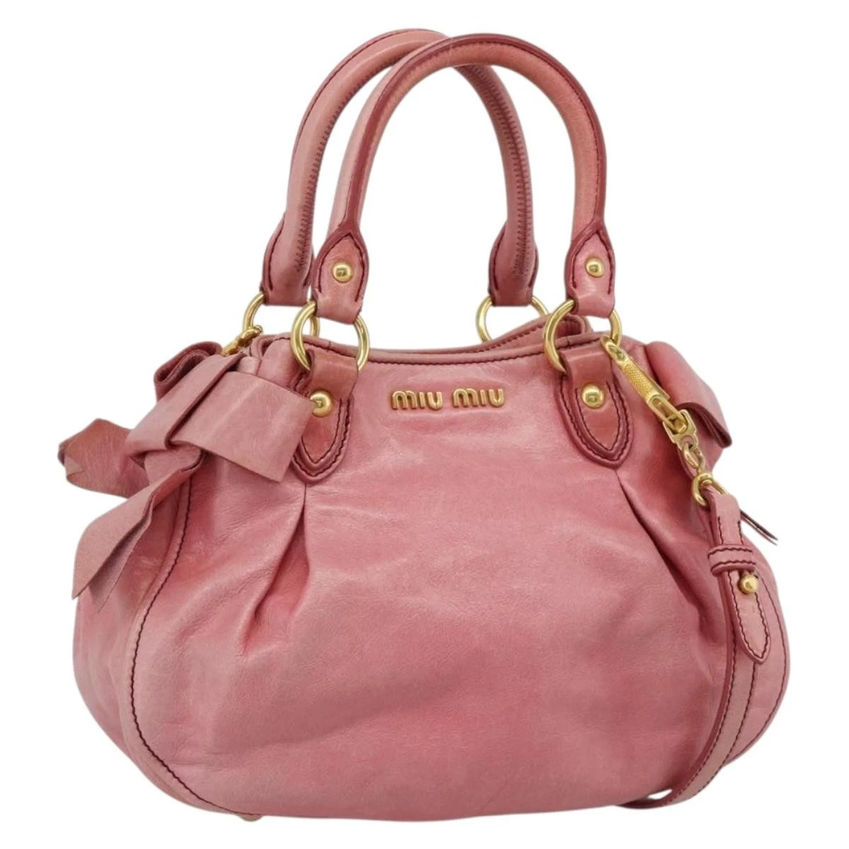 Miu Miu Gold Leather Exterior Bags & Handbags for Women for sale