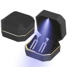 Luxury LED Jewelry Earring Pendant Stud Box, Velvet Earring Necklace Gift Box...