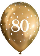 Chomium Gold 80th Birthday Party Decoration Latex Balloons Pack 6 11 Inch