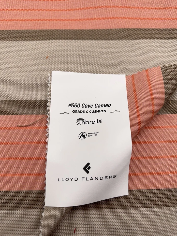 Lloyd Flanders Sunbrella Outdoor Fabric COVE CAMEO #660 Grade C Cushion 24”x24” - Image 3 of 4