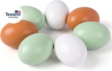 7 Pcs Wooden Fake Eggs, 3 Colors Wood Fake Chicken Nesting Eggs for Crafts Home