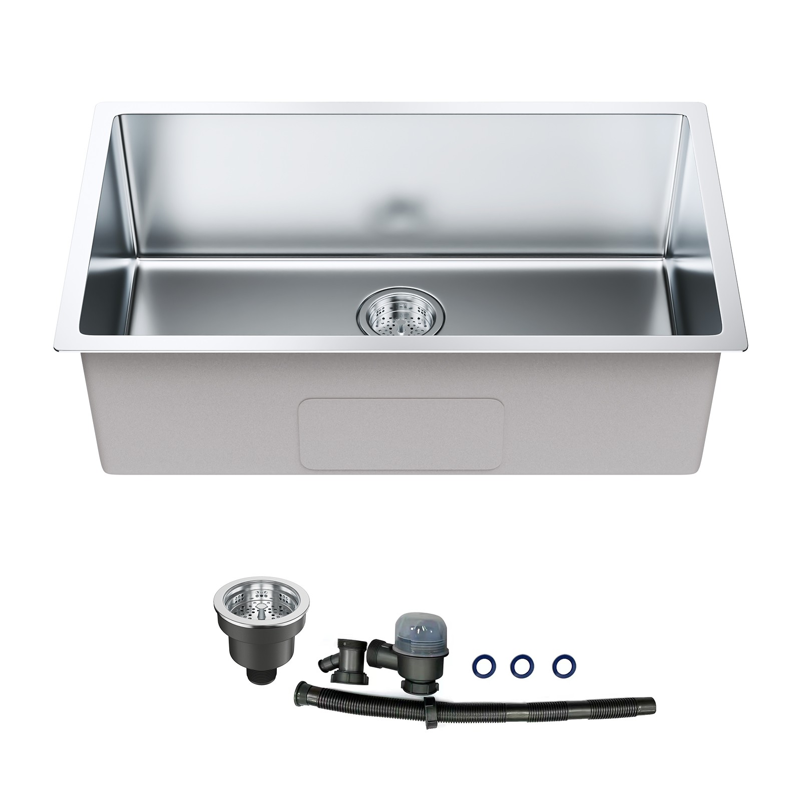 Évier de cuisine VEVOR inox 71x41 cm anti-éclaboussures et silencieux sous plan 1 cuve