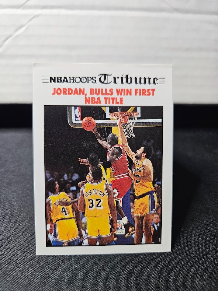 Jordan, Bulls Win First NBA Title #542 Basketball Cards 1991 Hoops trading card — raw and PSA graded price guide