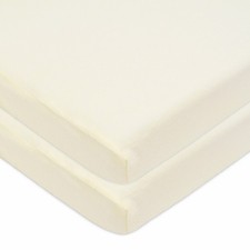 American Baby Company 2 Pack 100 Natural Cotton Fitted Pack and Play Sheets 39"