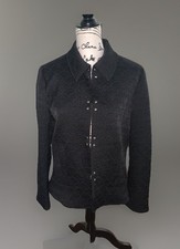 Chico's Womens Black Jacket Size 2 US L 12/13 Brocade Textured Lined Casual