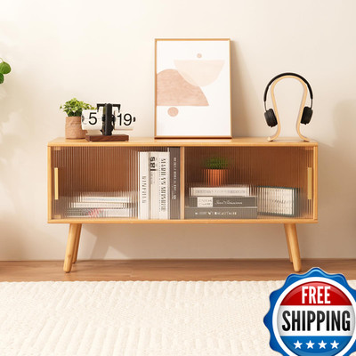 Baveke Bamboo Tv Stand For Tvs Up To 50 Inches Entertainment Center Is Feat