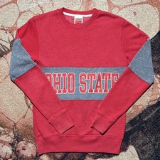 Homage Women's Ohio State Buckeyes Crewneck Sweater MADE IN USA Red Grey Small