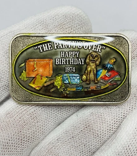 Vintage USSC “The Party’s Over Castronomics Hand Enamel 1 oz .999 Silver Art Bar