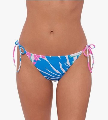 Sports Illustrated Reversible String Side Tie Bikini Bottom Size L Tropical Palm