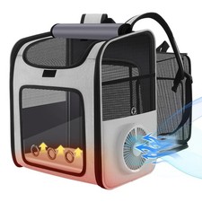Smart Cat Backpack Carrier with Cooling Fan & Heating Pad | Expandable Pet Ba...