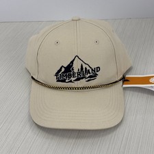 Timberland Beige Mountain Logo Graphic Snapback Baseball Rope Cap NEW