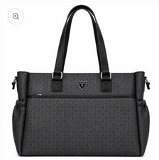 Guess Designer Large Lottie Travel Diaper Bag Tote Black Coal Multiple Pocket