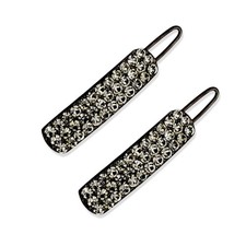 Hand Made Hair Jewelry swarovski crystal Covered Rectangle Barrettes, Black