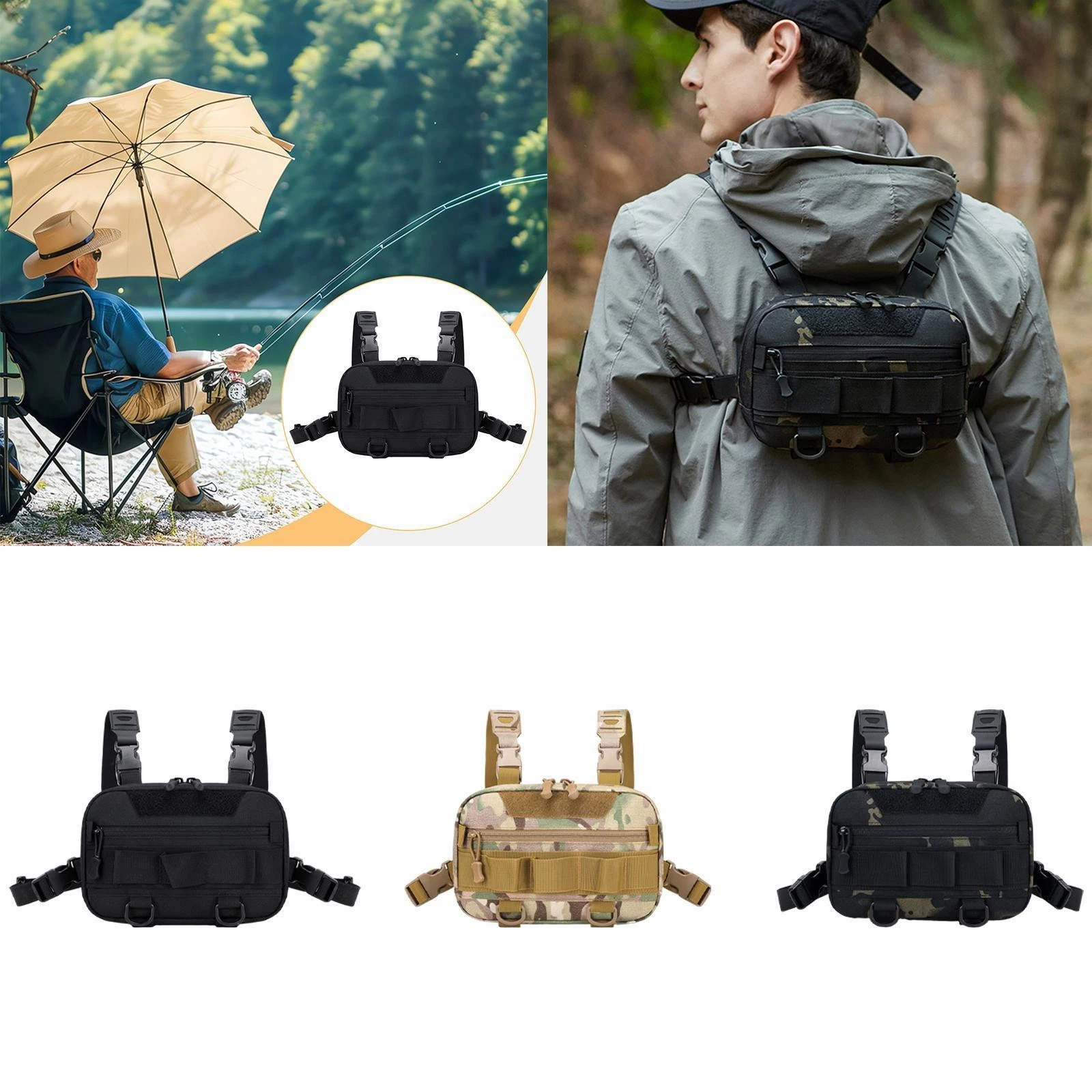 outdoor sports chest bag, large capacity nylon multifunctional utility backpack,
