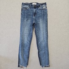 Vervet Jeans Women's High-Rise Contrast Panel Raw Hem Skinny Size 28 Freyed...
